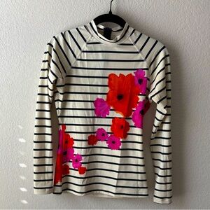 J. Crew Navy and White Flower Rashguard Mock neck